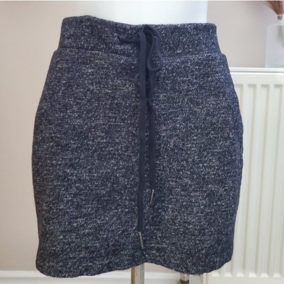 Wool Grey Double Lined Drawstring Grey Heathered Skirt - Picture 16 of 16